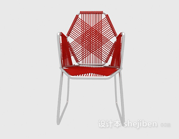现代风格红色编织休闲椅3d模型下载