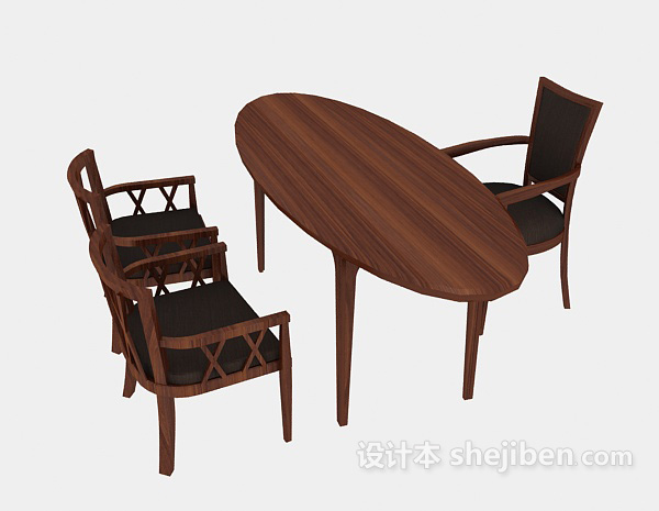 东南亚风格洽谈桌椅组合3d模型下载