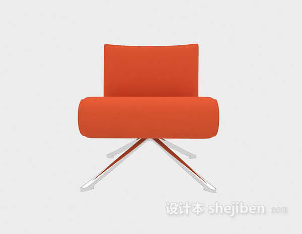 现代风格橙色简约休闲椅3d模型下载