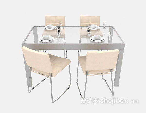 现代风格现代精致简约餐桌3d模型下载