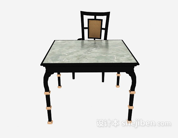 中式风格中式餐桌椅3d模型下载