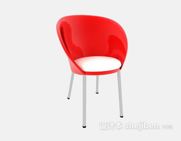 免费红色休闲靠椅3d模型下载