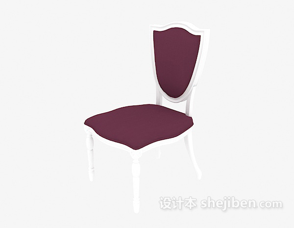 紫色木头靠背椅3d模型下载