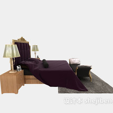 家居双人床、沙发组合3d模型下载