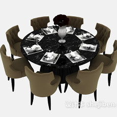 酒店聚餐餐桌3d模型下载