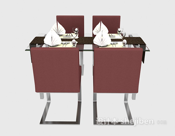 免费现代西餐桌3d模型下载