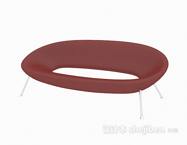 免费红色简约休闲椅子3d模型下载
