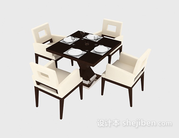 新中式餐桌椅3d模型下载