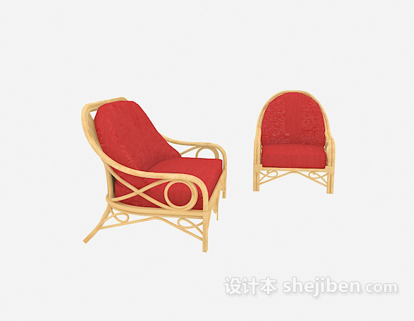 木质躺椅3d模型下载