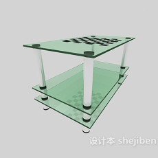 绿色玻璃茶几3d模型下载