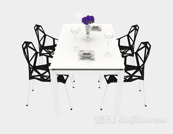 现代风格现代简约桌椅3d模型下载