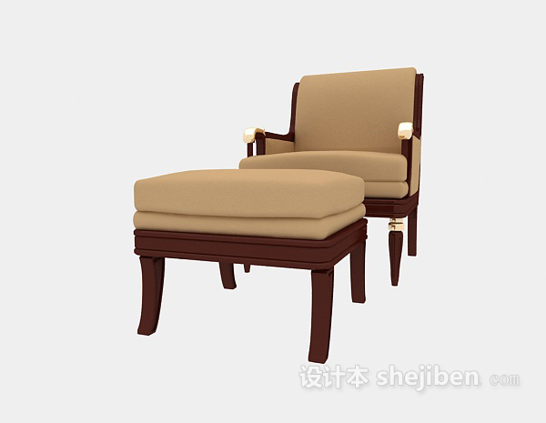 免费欧式休闲单人沙发3d模型下载