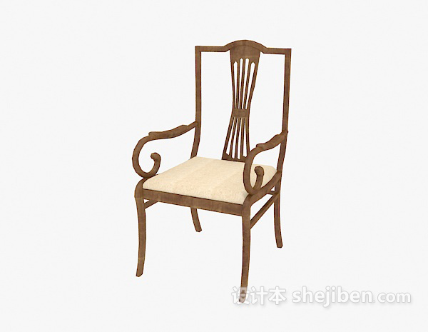 免费传统实木家具餐椅3d模型下载
