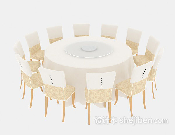 免费简约餐桌椅组合3d模型下载