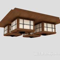 实木中式吊灯3d模型下载
