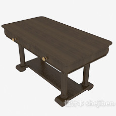 欧式复古实木边桌3d模型下载