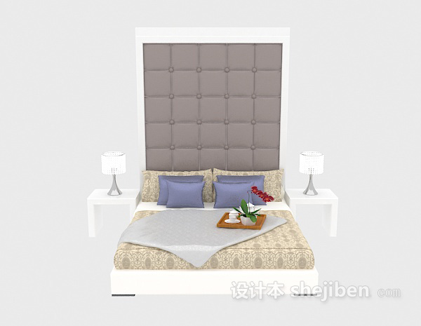 现代风格白色现代家居床3d模型下载