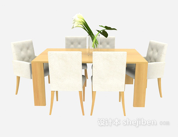 现代风格现代家庭餐桌椅3d模型下载