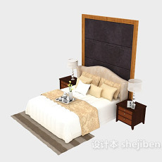 现代家居实木床3d模型下载