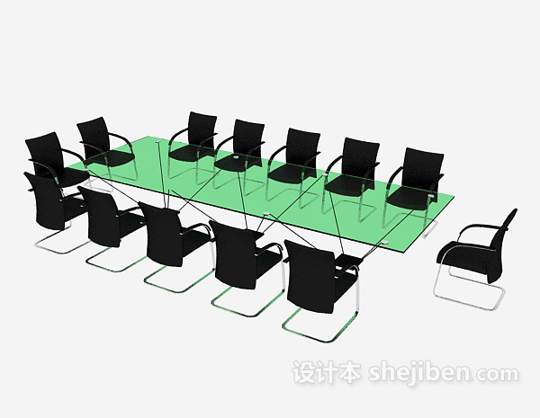 免费公司大型会议桌椅3d模型下载