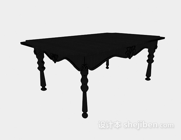 黑色木质餐桌3d模型下载