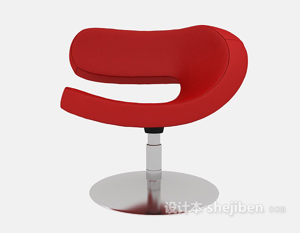 现代风格简约红色现代休闲椅3d模型下载