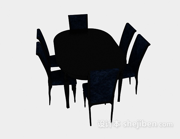 地中海风格简约家用餐桌椅3d模型下载