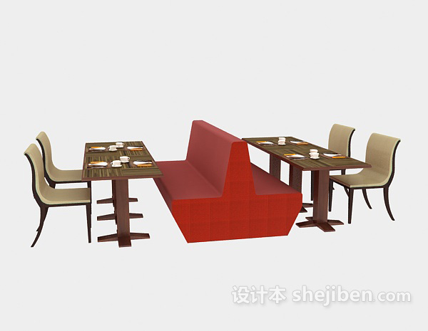地中海风格餐厅桌椅3d模型下载