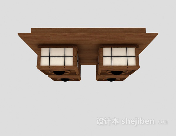 中式风格实木中式吊灯3d模型下载