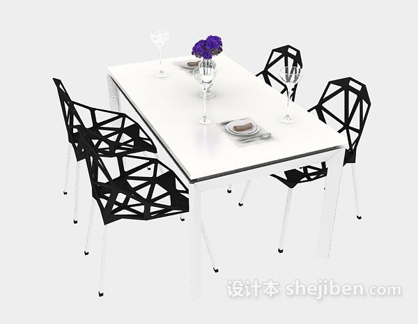 免费现代简约桌椅3d模型下载