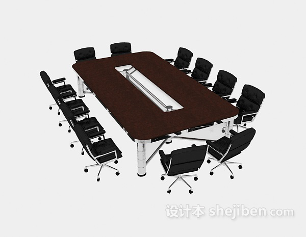 大型会议桌3d模型下载