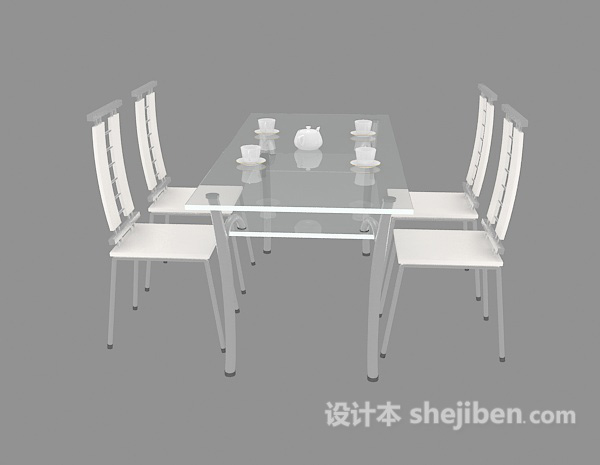 现代风格现代餐厅家居餐桌椅3d模型下载