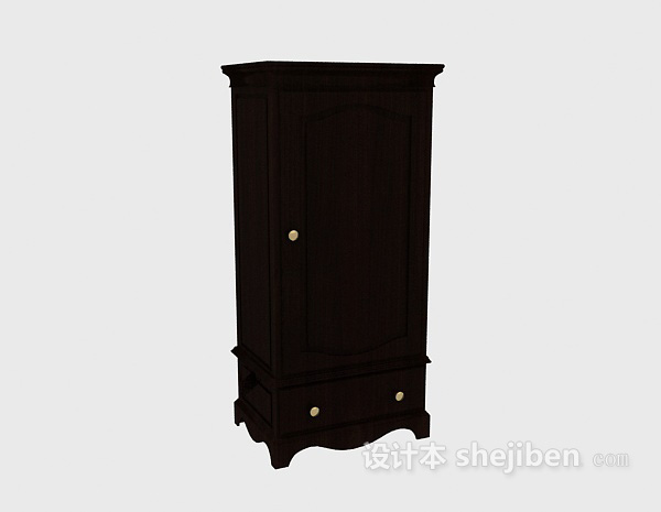 免费中式风格实木衣柜3d模型下载