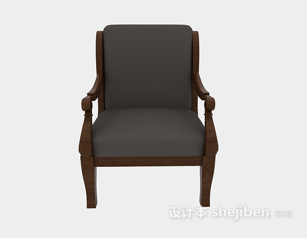欧式风格传统实木休闲椅3d模型下载