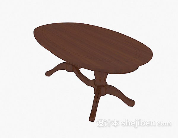 棕色实木沙发边桌3d模型下载