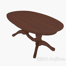 棕色实木沙发边桌3d模型下载