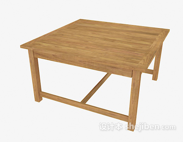 免费实木方形茶几桌3d模型下载