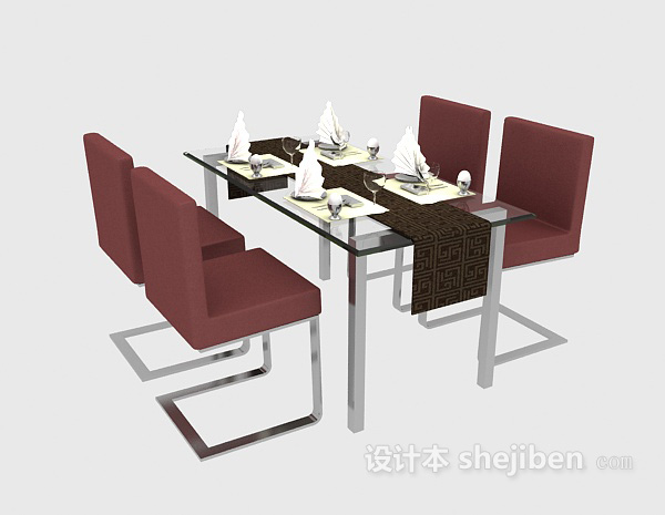 现代风格现代西餐桌3d模型下载