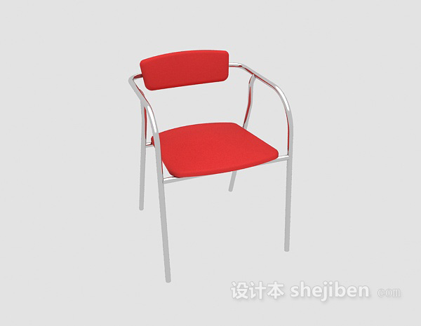 免费红色简约休闲椅3d模型下载