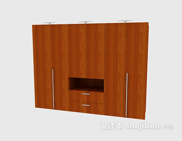 免费棕色木质大衣柜3d模型下载