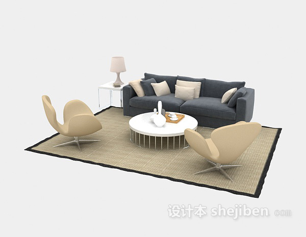 现代风格家庭多人沙发3d模型下载