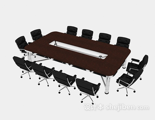 免费大型会议桌3d模型下载