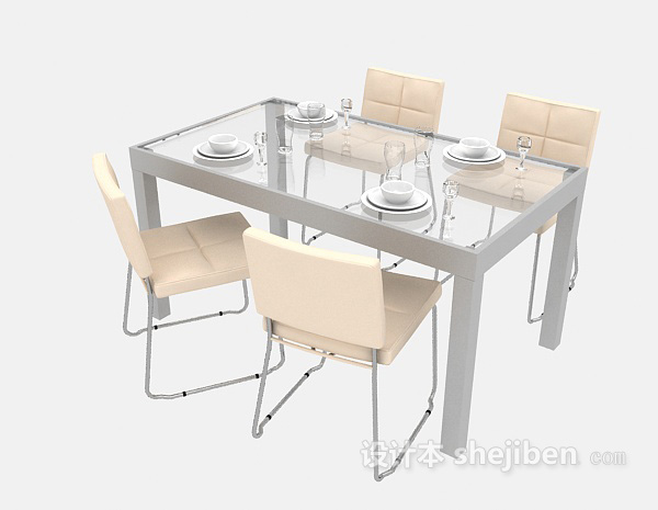 免费现代精致简约餐桌3d模型下载