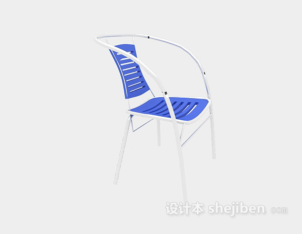 简约蓝色休闲椅3d模型下载
