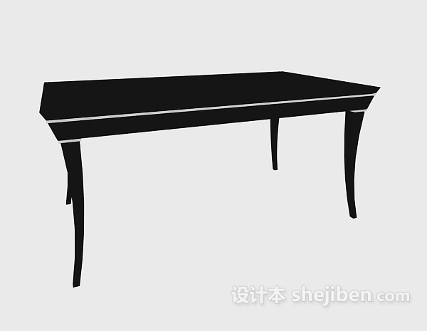 免费实木黑色餐桌3d模型下载