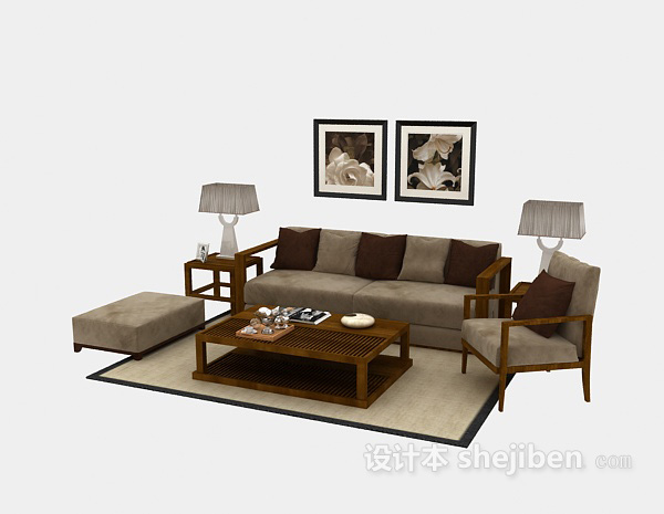 免费家居组合沙发3d模型下载