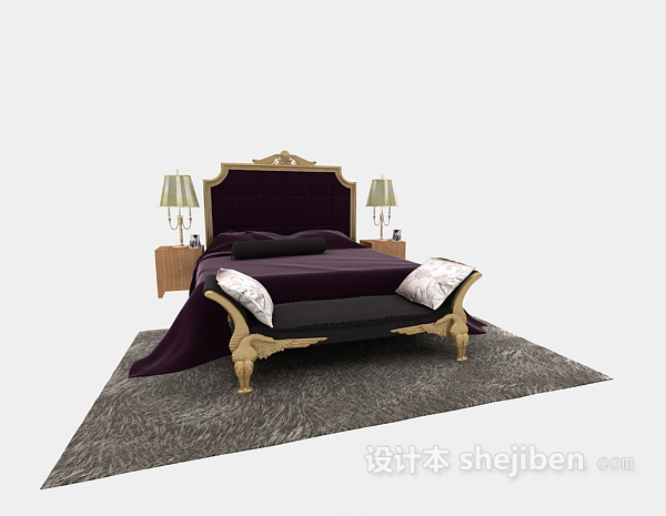 免费家居双人床、沙发组合3d模型下载