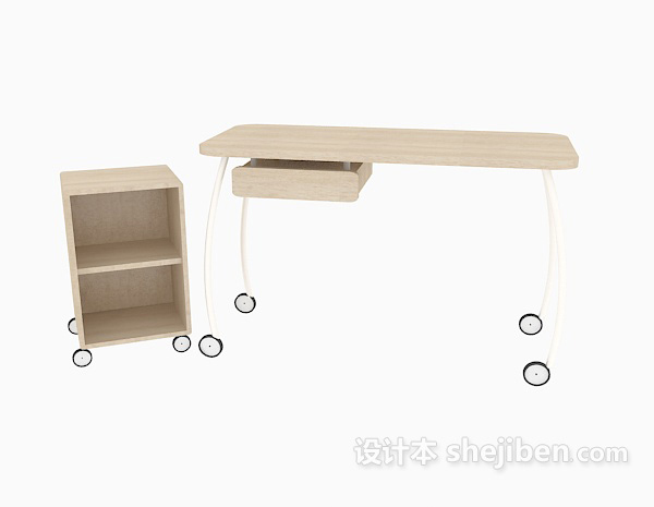 现代风格简易可移动书桌柜3d模型下载