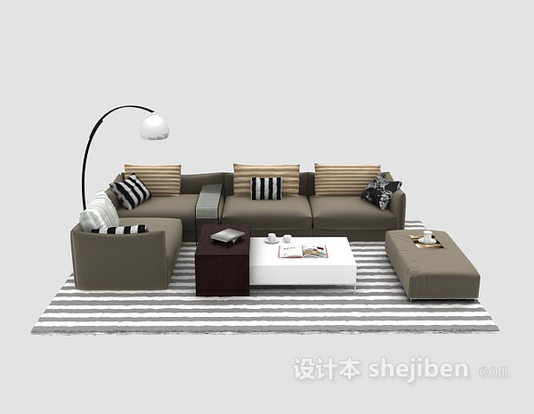 田园风格组合沙发3d模型下载