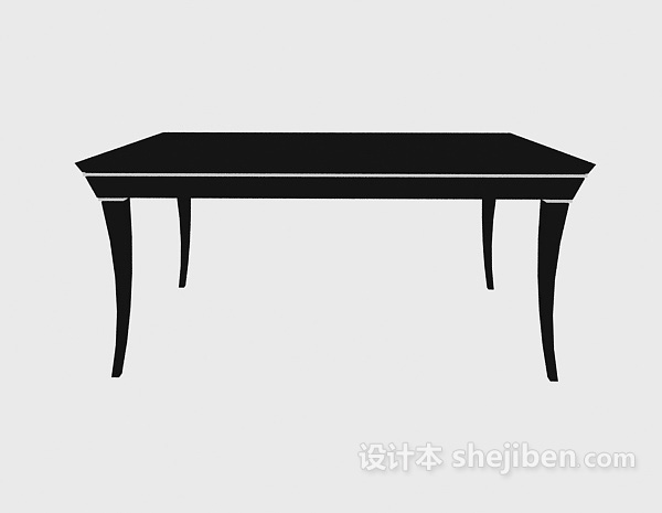 东南亚风格实木黑色餐桌3d模型下载